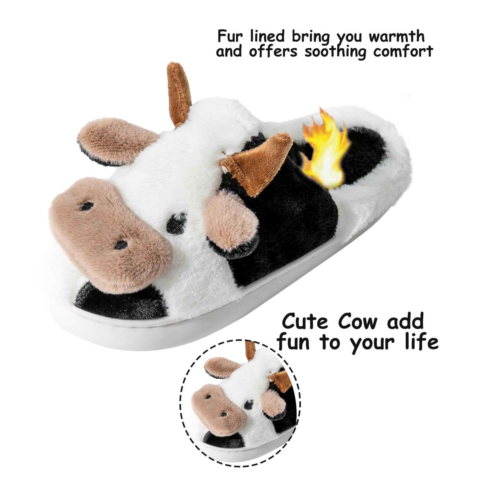 Fadezar Pantofole Donna Squalo/Mucca Ciabatte Donna Uomo Peluche Calde leggere Morbide Comode e Antiscivolo Ciabatte Invernali