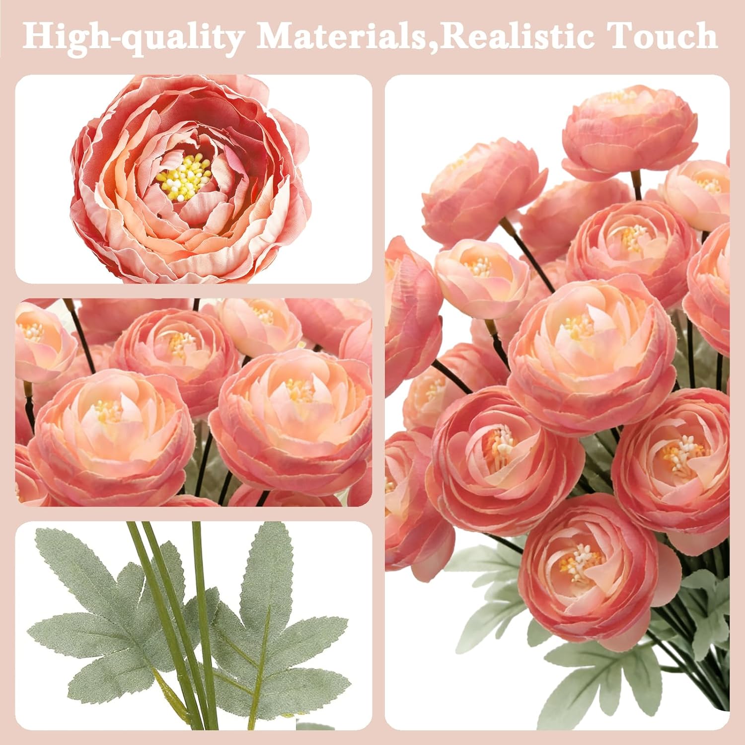 Artificial Silk Peony Fake Flowers,6PCS Artificial Faux Peonies Bulbs with 24 Silk Heads for Indoor Outdoor DIY Bouquets Wedding Centerpieces Home Decoration