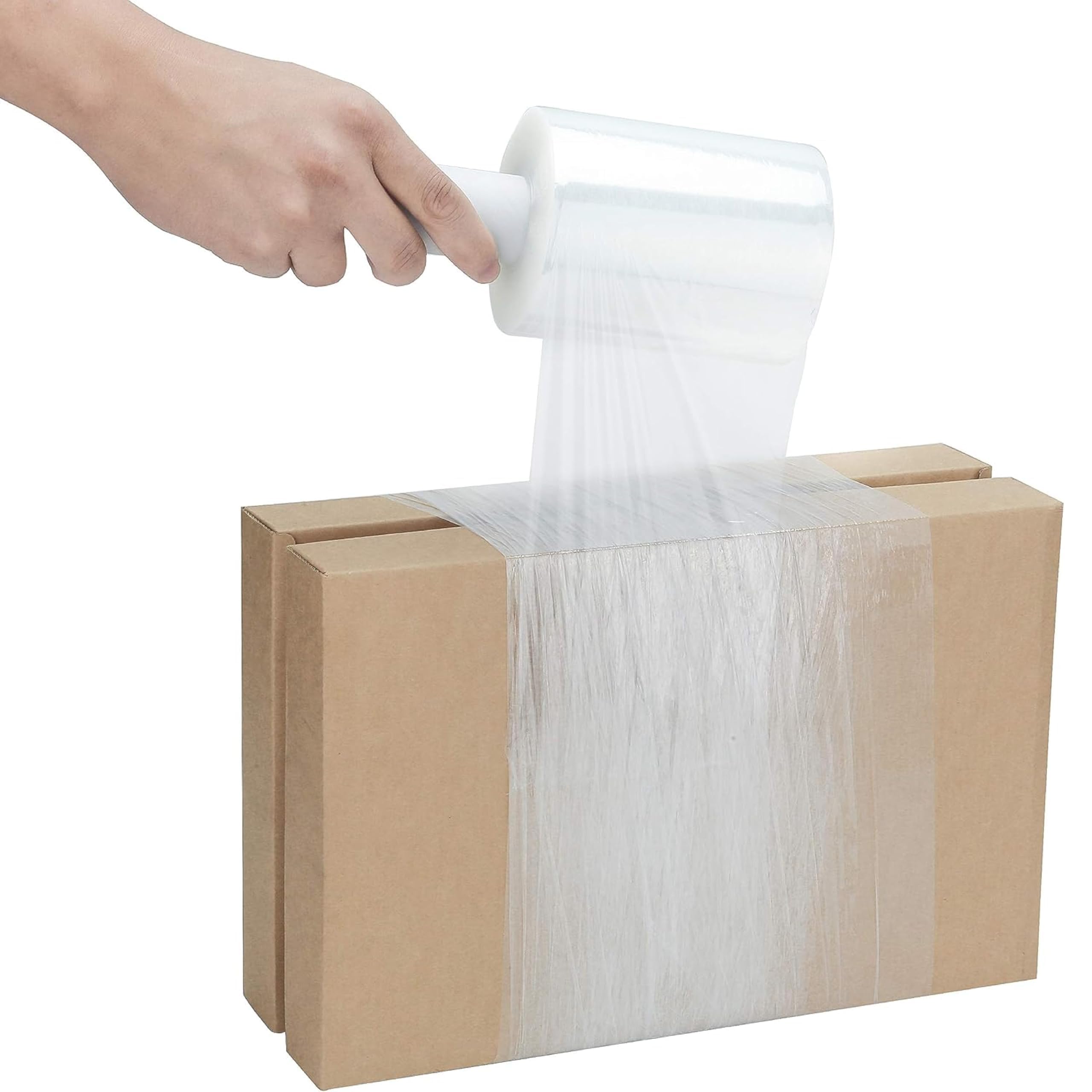 PSBM Mini-Stretchfolie mit Kunststoffgriff, industrielle Stärke, transparente Schrumpffolie für Umzug, Verpackung, Versand, Bündelung und Lagerung, 12 Rollen, 12 Rollen