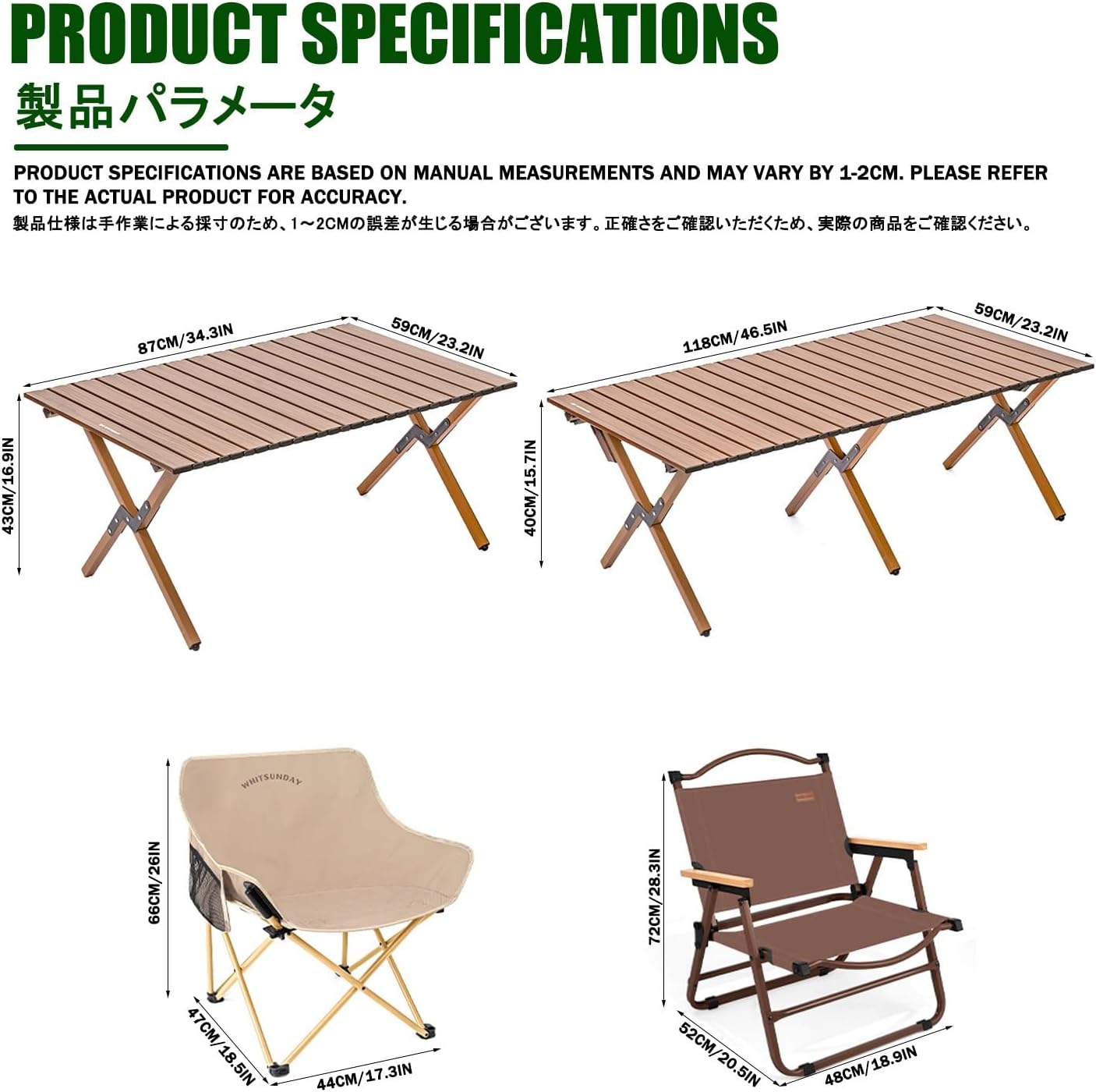 Picnic Outdoor Table & Stool Chair Set，Foldable Camping Table Set with Chair，Suitable for Outdoor Gardens, Fishing, Camping, Festivals and Other Occasions.(Upgrade,90CM+2 Chairs_Khaki)