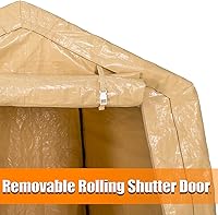 Vista 5 de Sunnyglade Refugio de almacenamiento resistente de 6 x 8 pies con kit de pared lateral de puerta enrollable, cobertizo de almacenamiento al aire