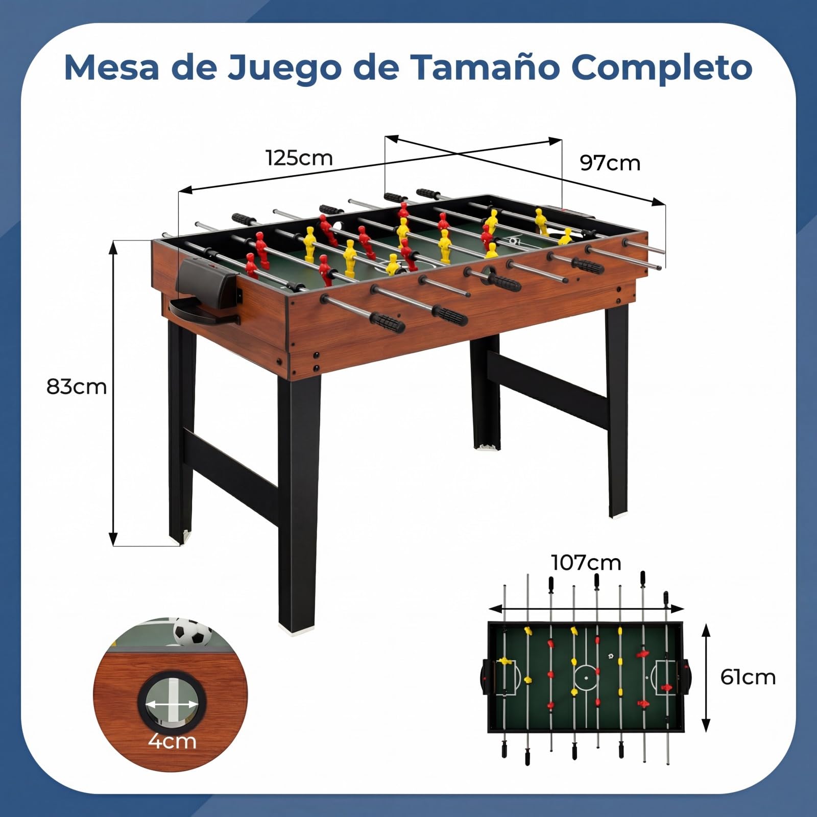 COSTWAY Futbolin, Billar, Hockey, Mesa de Tenis, 4 en 1 Mesa de Multijuegos con Patas y Accesorios, Futbolines para Niños y Adultos para Sala de Juegos, Bares, 125 x 97 x 83 cm