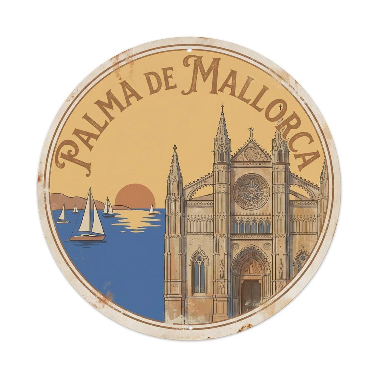 Vintage Travel Palma Cathedral Majorca 1 Metal Tin Sign Plaque