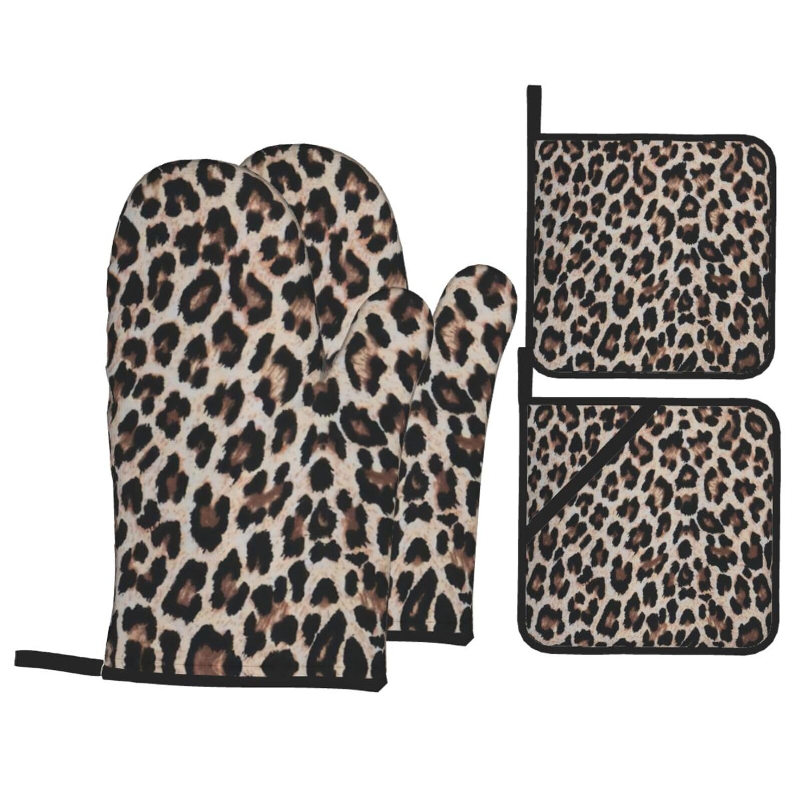WHJSHOP Leopard Print print Prints Kitchen Layers: Waterproof Oven Covers for Safe Handling & Easy Cleanup – 4 Piece Heat Protection Bundle