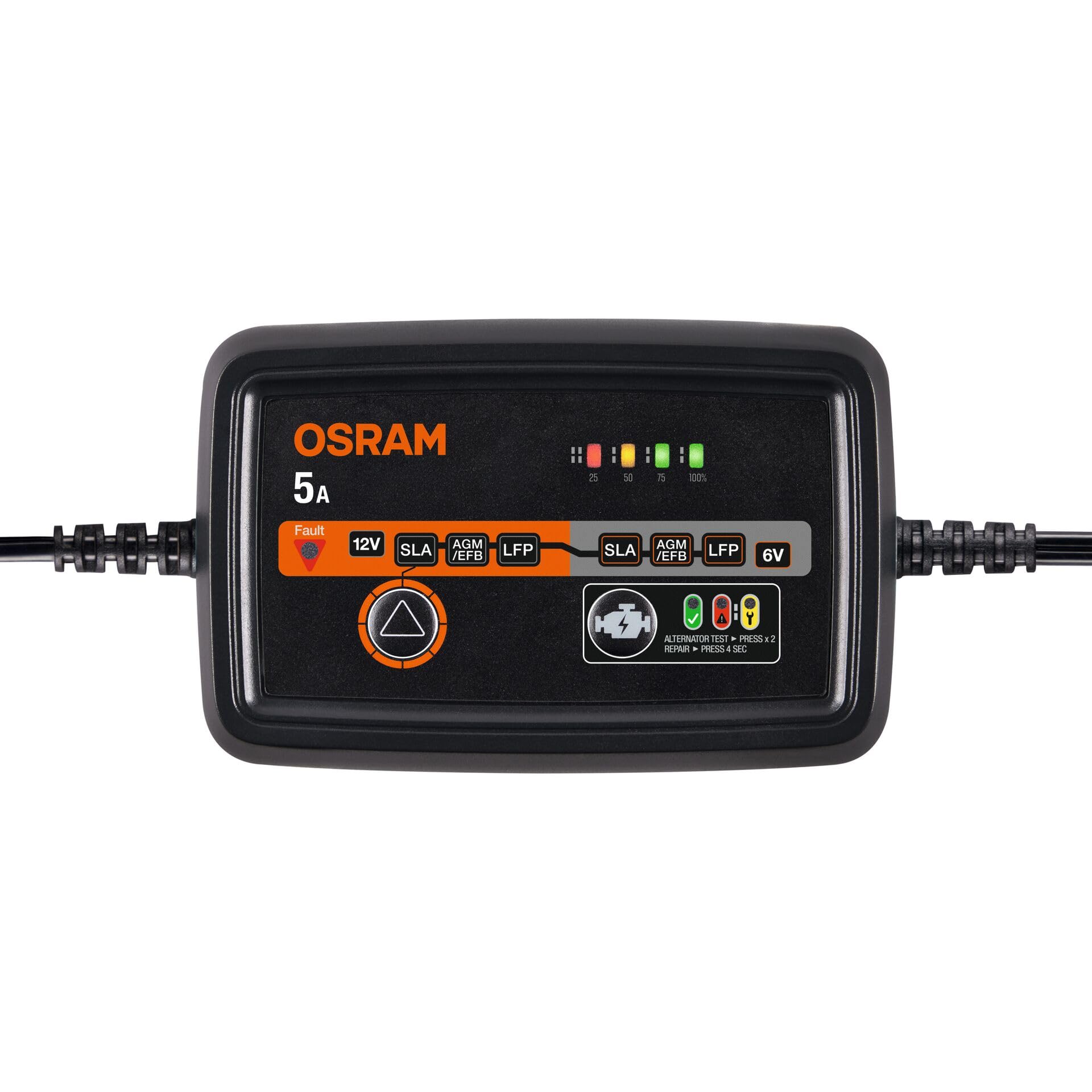 OSRAM BATTERYcharge 1005, Batterieladegerät 6V/12V, Intelligentes 5A Ladegerät, für AGM, EFB, Blei & Lithium, mit Erhaltungsmodus