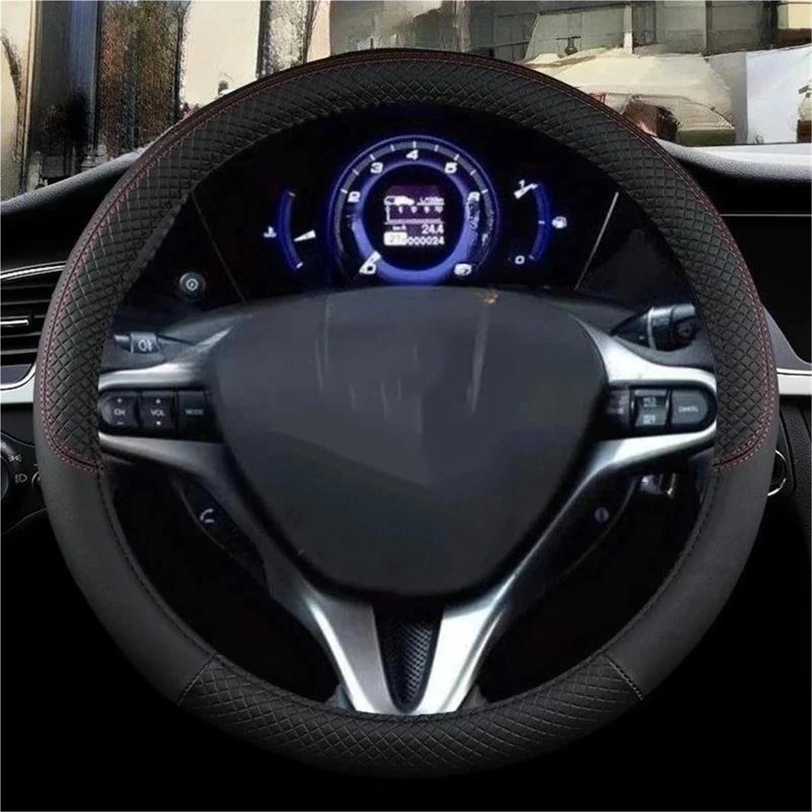 38 Cm Rutschfeste Auto Innenlenkrad Schutzhülle Zubehör Für Civic 2004–2015(Schwarz)