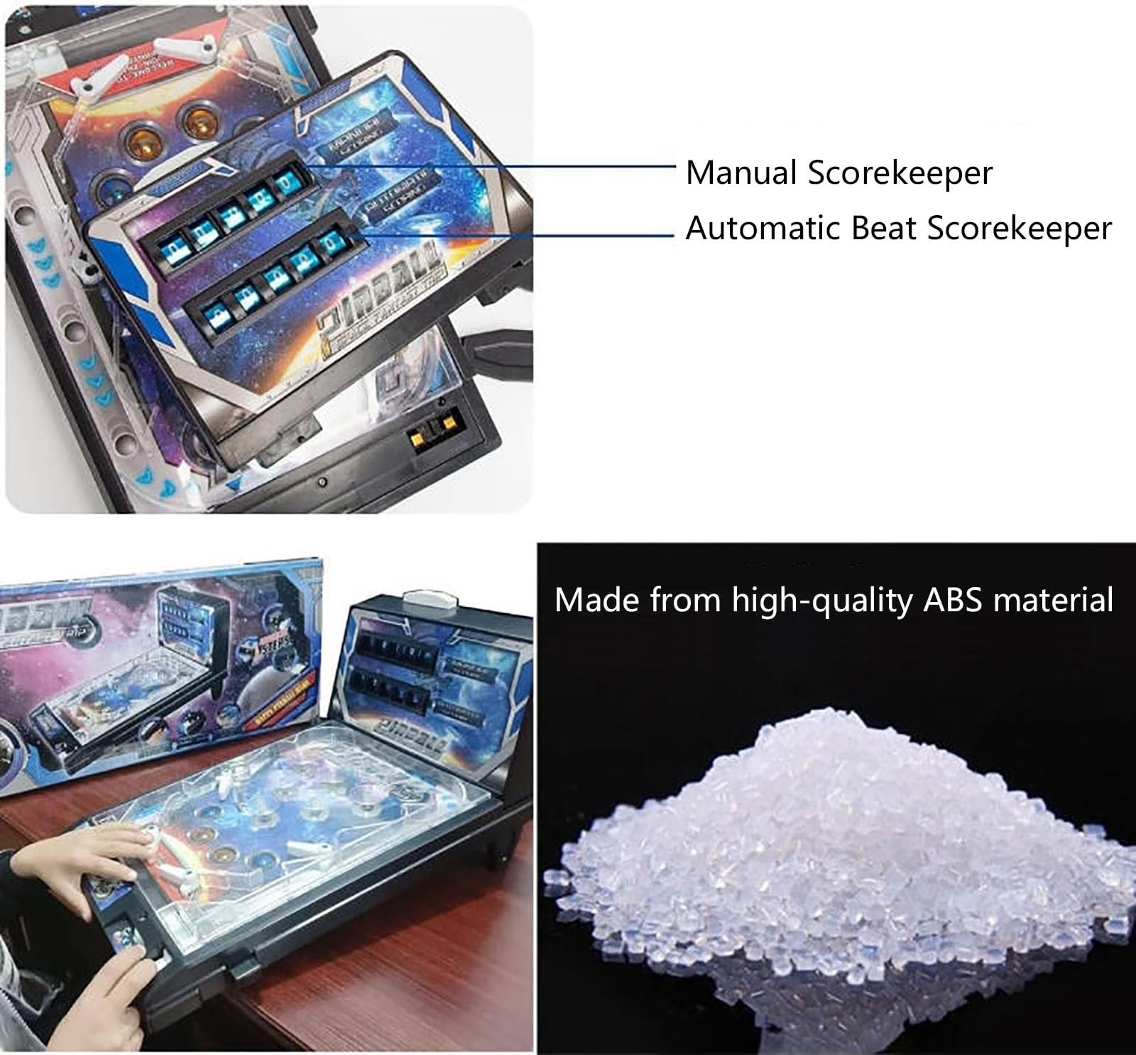 Tragbare Flipper-Maschine, LED-elektronisches Arcade-Spiel mit Sound, digitaler Anzeigetafel, Weltraum-Thema, Tischspaß für Kinder ab 5 Jahren