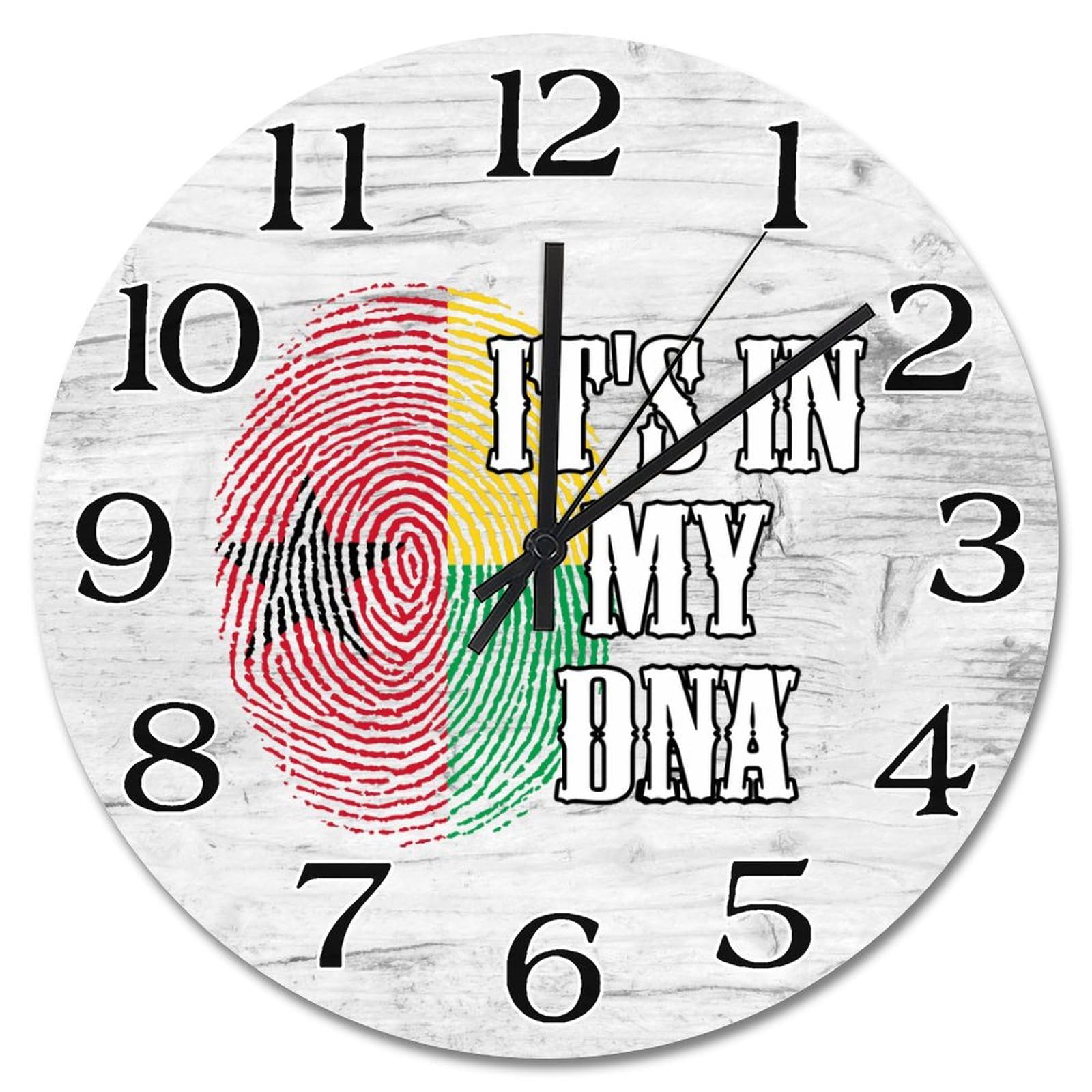 Horloge murale drapeau Guinée-Bissau en bois vintage style rétro de 30 cm