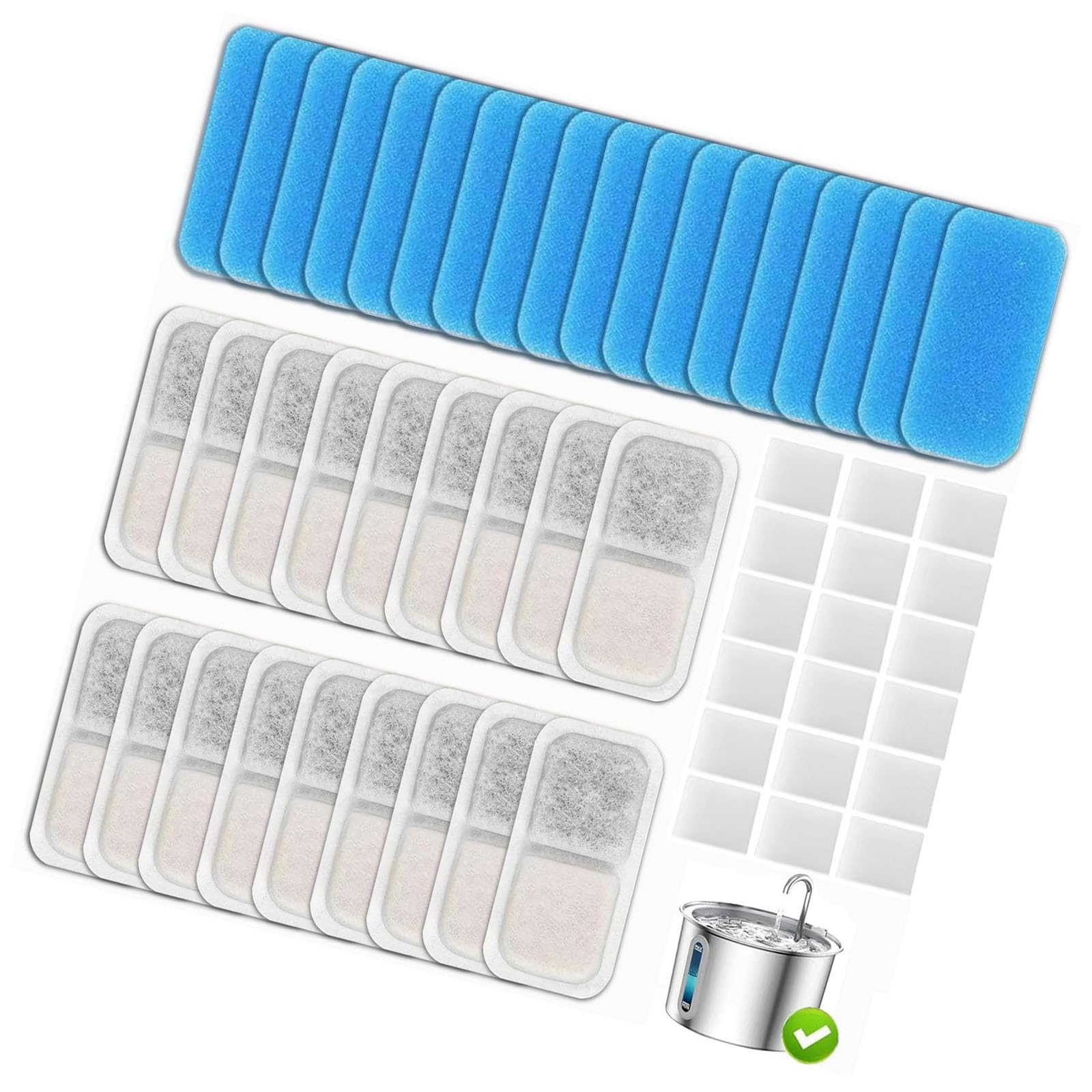Zxfdsfdbnm Of 18 Replacement Water Filter Cartridges for Fountain Fits 2L Stainless Steel Pet Water Dispenser Pre-filter Sponge