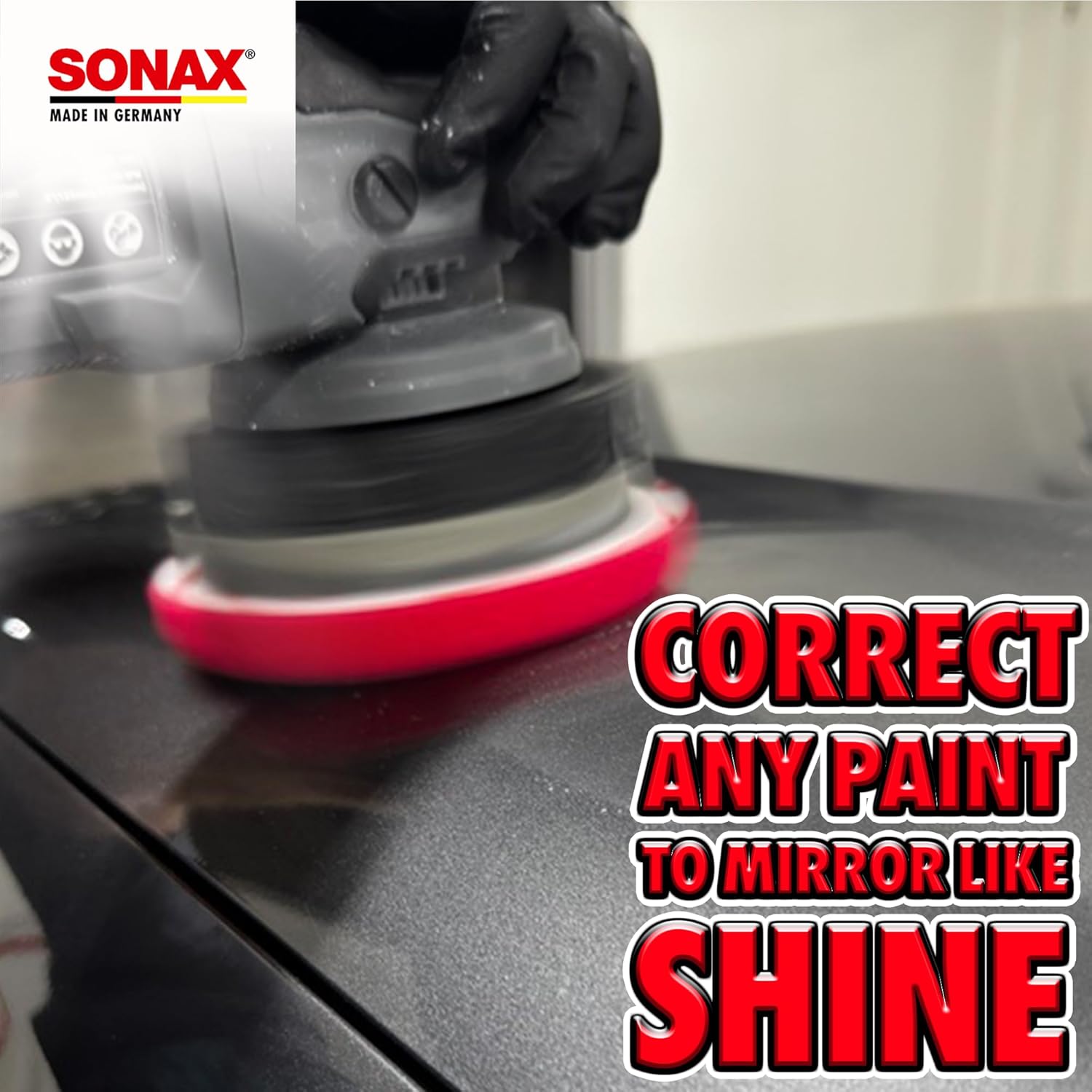 SONAX Red Dual Action Hard Cutting Pad | Made for Heavy Cut Polishing | Removes Scratches, Oxidation & Weathered Paint | Open-Cell Design for Cool Operation | Hook & Loop Backing | 493400 | 5.5 Inch - Image 4