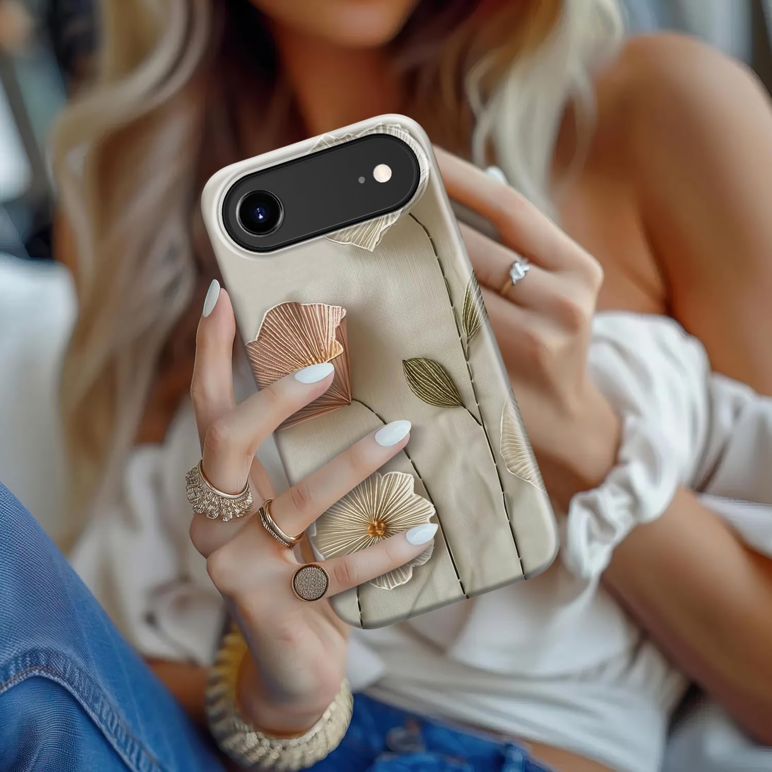 Goodon for iPhone 17 Air Case - Compatible with Magsafe - Dual-Layer Hard Shell & Silicone Cover - Protective Phone Case with Cute Wildflower Designs for Women - Ethereal Wire Florals - Image 4