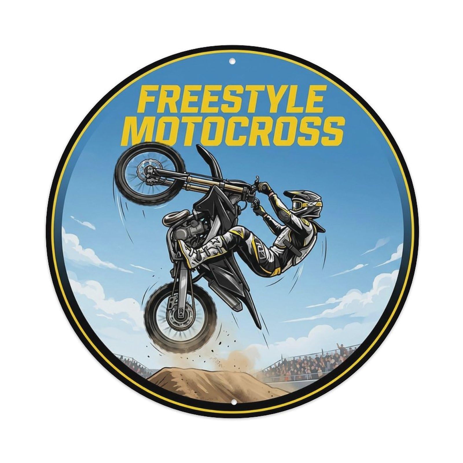 Vintage Freestyle Motocross Extreme Sports Vintage Metal Tin Sign Plaque Wall Decor for Cafe, Club Bar, Office, Garden Metal Poster 8x8Inch