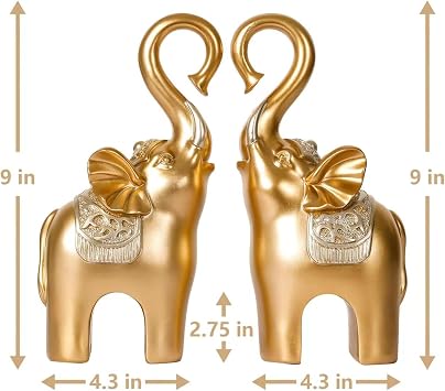 Elephant Statue Gifts for Women, Gold Elephant Decor for Shelf Coffee Table Modern Home Decor Accents, Elephant Figurines Ornament Home Decorations for Living Room