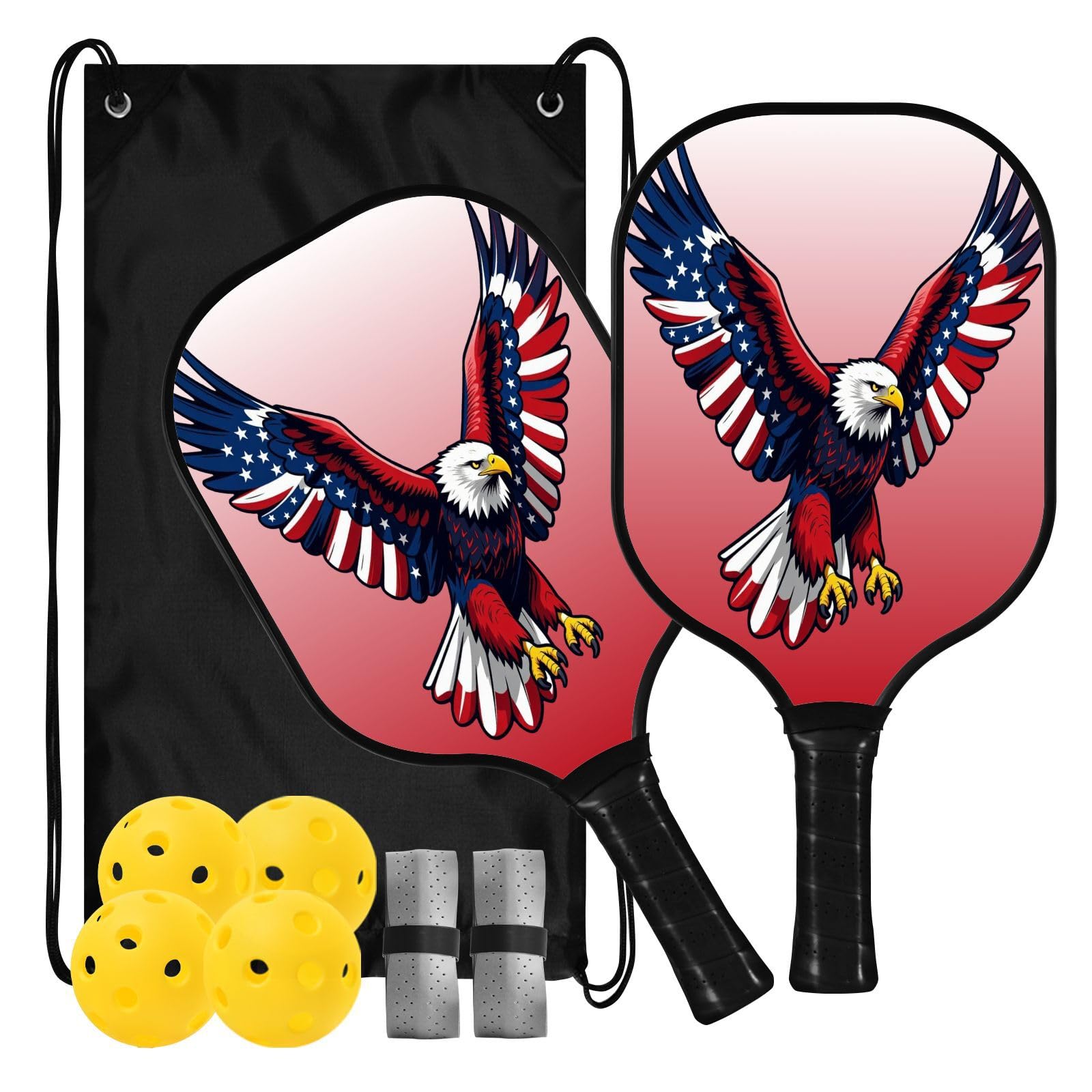 Flaga USA łysy sokół patriotyczny sokół 4 lipca USA (2) wiosło pickleball o niskiej wibracji