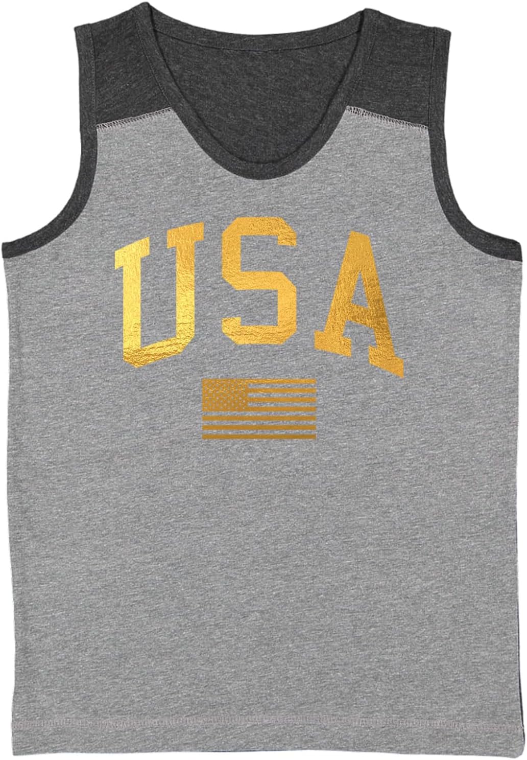 USA Word with Flag - United States Youth Contrast Back Tank Top