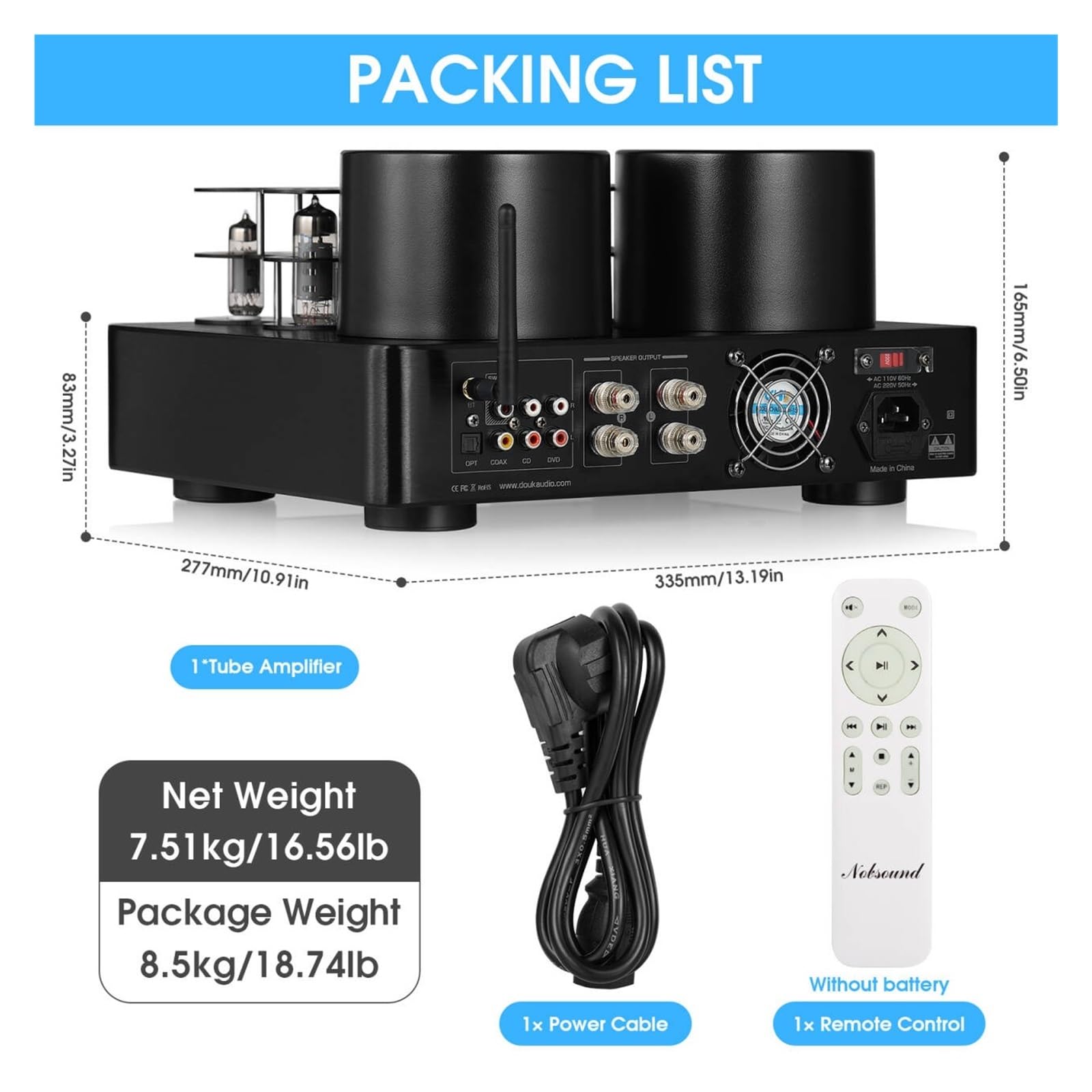 HiFi Hybrid Stereo Tube Amplifier 5.0 Audio Receiver Coaxial/Optical Power Amplifier USB Player