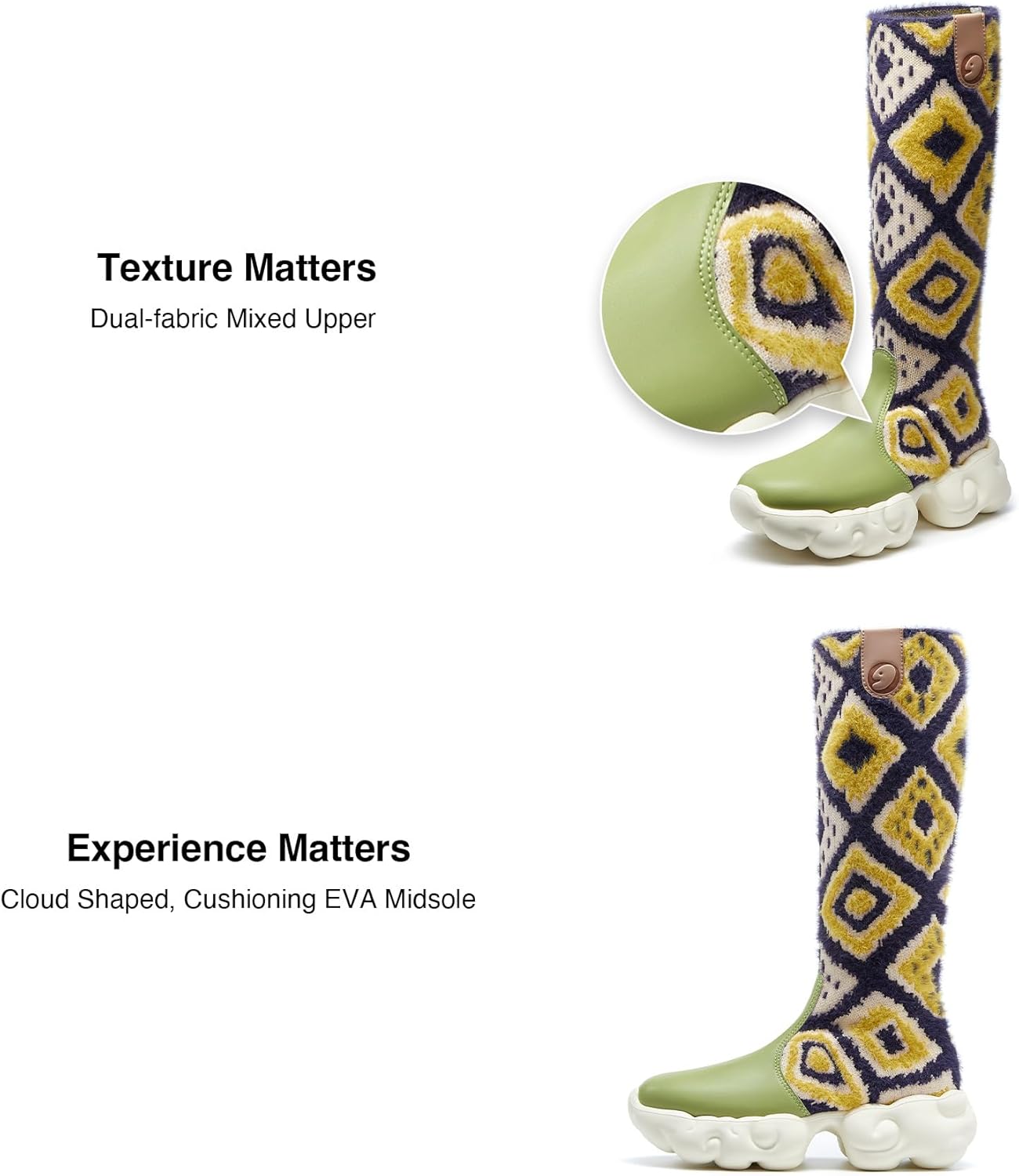 UIN Women's Platform Fashion Boots Comfortable Chunky Art Travel Shoes Cloud Series