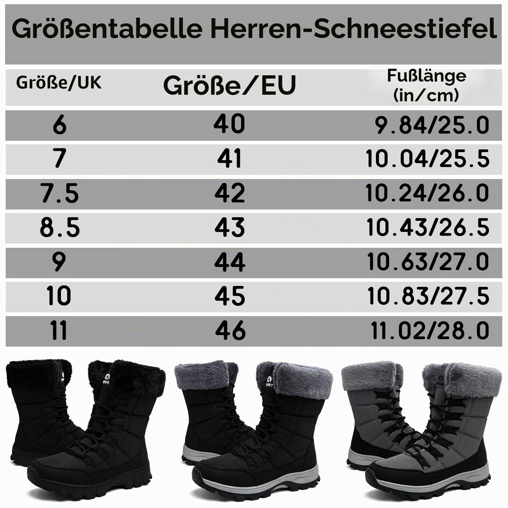 Schneestiefel Herren Warm Gefütterte Winterstiefel Wasserdicht Outdoor Rutschfest Winterschuhe