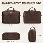 RAINSMORE Messenger Sac pour hommes 16 Sac ordinateur de poche en cuir vintage Sac ordinateur imperméable Sac Satchel rétro
