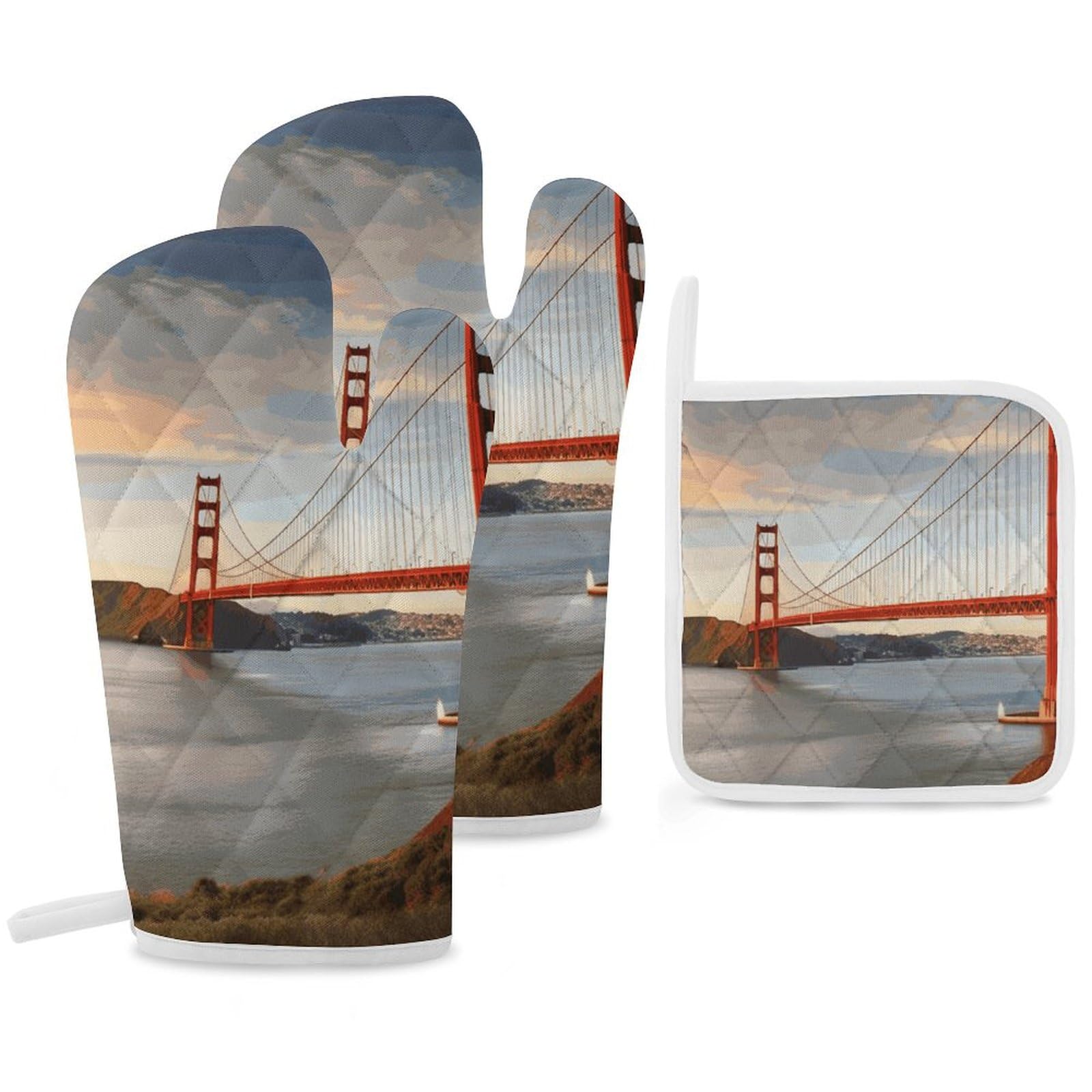 Gants de cuisine Golden Gate résistant à la chaleur pour cuisiner au quotidien