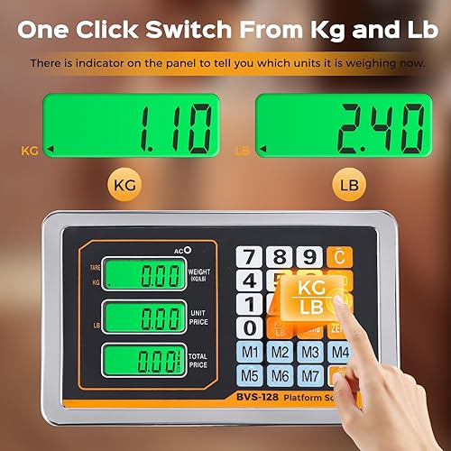 Miniatura 3 de Bonvoisin Báscula de plataforma digital de 660 libras, báscula de piso resistente, báscula de envío postal conmutable KGLB para pesar paquetes,