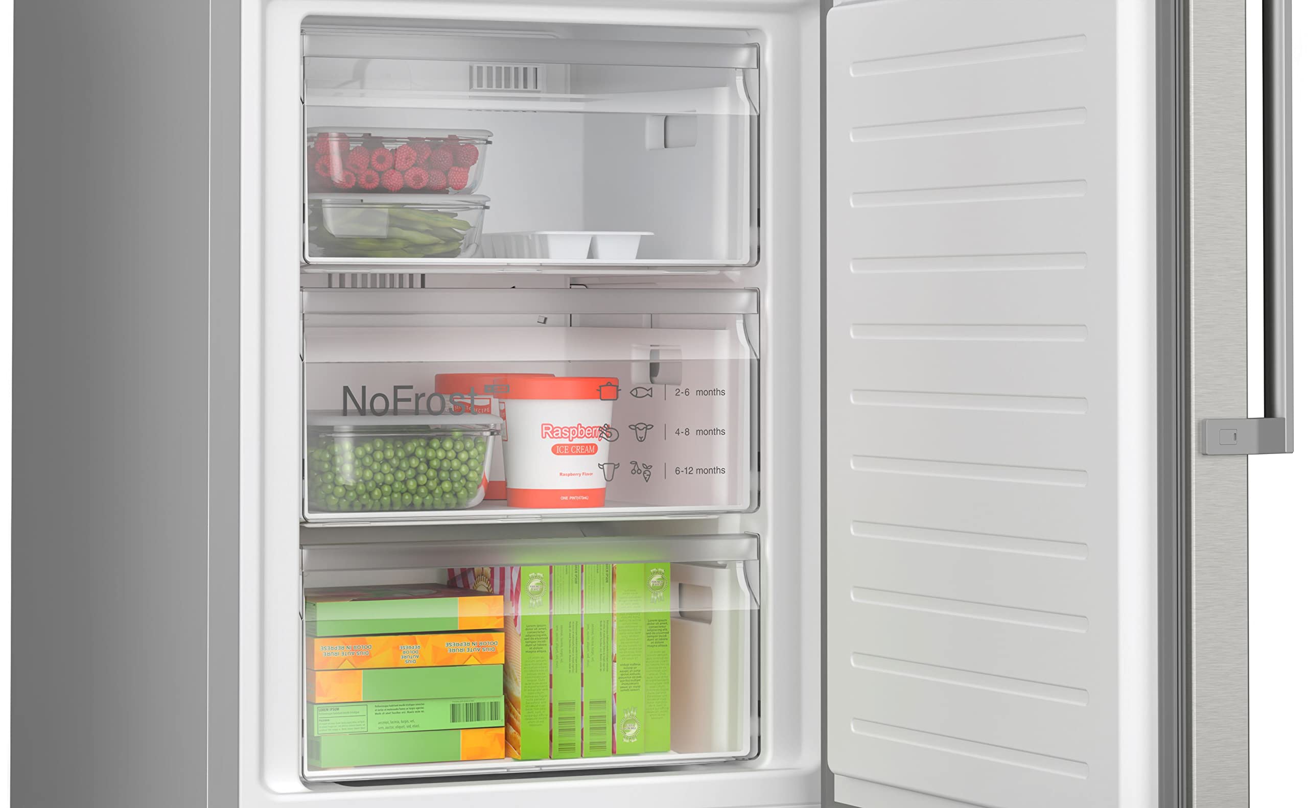 Bosch, Frigorífico combinado, Serie 4, Total No Frost, Inox, KGN397ICT | Olvídate de descongelar y mantén tus alimentos frescos por más tiempo.