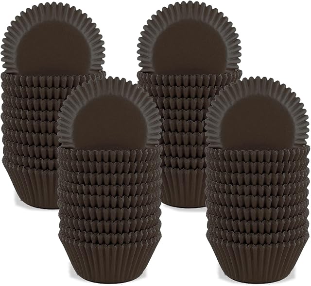 VIKSAUN 1000 Pieces Mini Paper Baking Cups Muffin Cases Cupcake Liners Chocolate Paper Candy Cups Muffin Wrappers Cupcake Cases Cake Decorations Greaseproof Baking Cases Party Supplies (Brown)