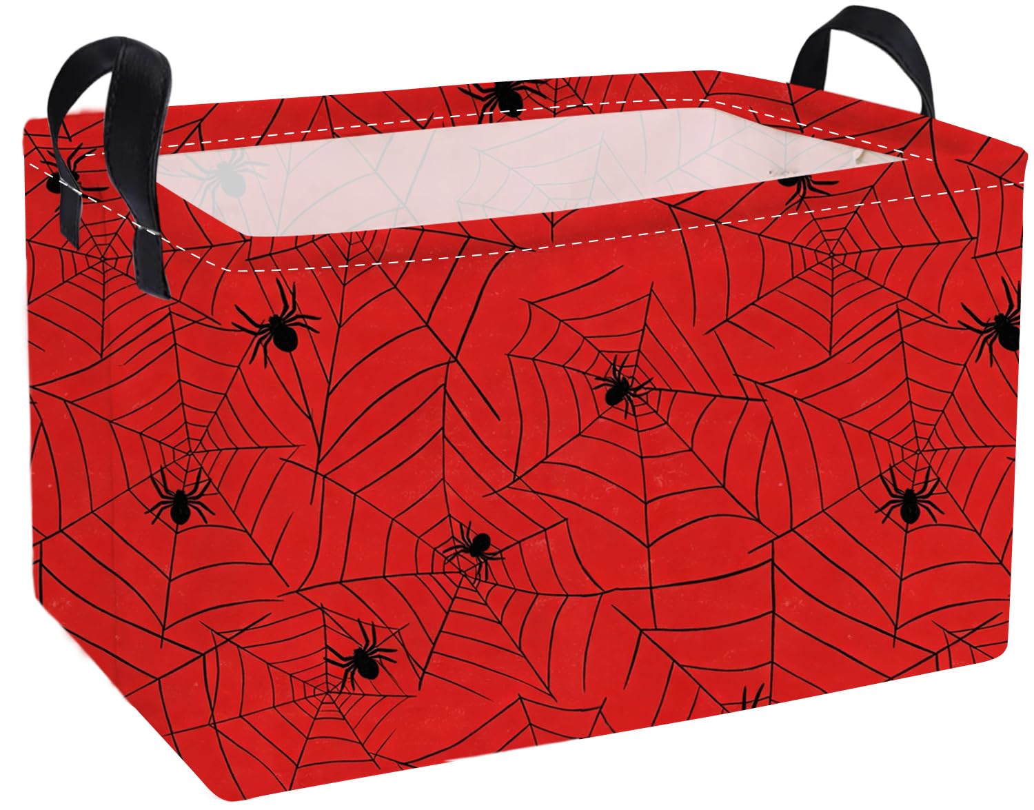 Essme Rectangular Spider Basket,Kids Storage Bins Organizer with Handles for Farm Room Decor, Gift Basket,Shelf Basket.(Red Spider)