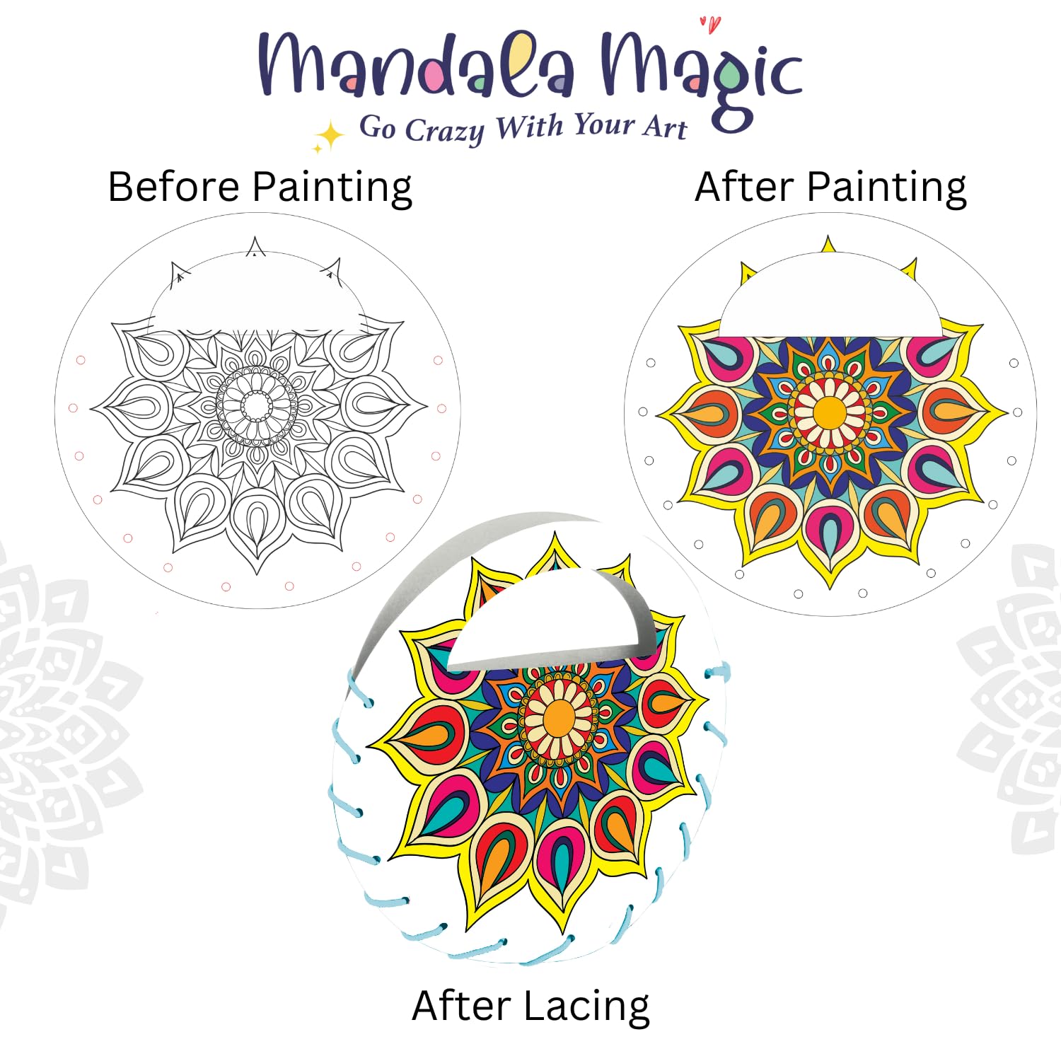 TOY FUN Mandala Art Magic Craft Game DIY Kit for Kids 5 to 8 Years | Birthday Gift | Colouring Game | Purse, Wall Hanging, Name Plate, Hand Bag - Image 6 thumbnail