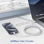 2Pack Type C to Type C Fast Charging Cord for iPhone16/15,USB C to USB C 10ft Nylon Braided Charger Cable for iPhone15 Pro Max/MacBook/iPad Air/Mini/Pro/Samsung 23+/23/22+/22