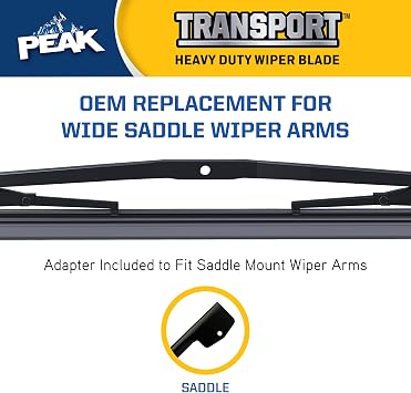 PEAK Transport Heavy Duty Windshield Wiper Blade, Durable Metal Wiper Blade Replacement for Class 6-8 Trucks, Class A RV's, and Transit Buses with Saddle Wiper Arm and 40 Wide Saddle Blade