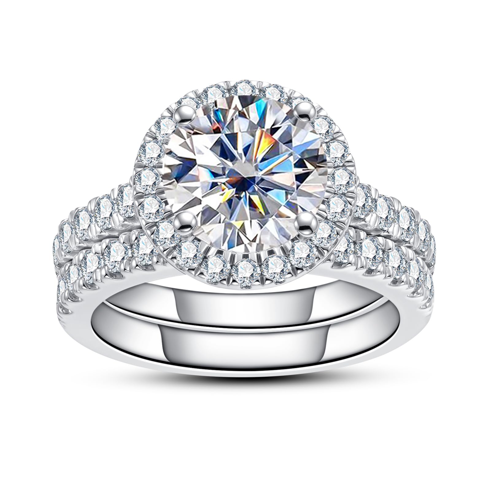 Moissanite Wedding Rings Sets Halo Bridal Set Princess/Round Cut D Color VVS1 925 Sterling Silver Engagement Promise Anniversary Rings for Women With Certificate