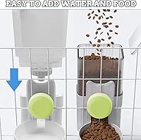 Vista 4 de kathson Juego de alimentador automático de gravedad de conejo de 35 onzas para colgar, dispensador automático de agua para alimentos, juego