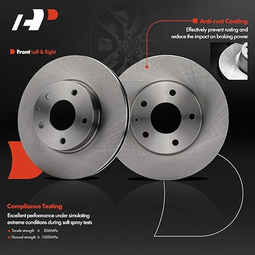 Miniatura 4 de A-Premium Kit de rotores de freno de disco ventilados delanteros de 11.01 pulgadas (11.016 in) + pastillas de cerámica compatibles con modelos