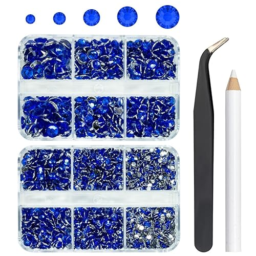 3060 diamantes de imitación de resina azul real para manualidades, diamantes de imitación de cristal azul oscuro con parte trasera plana de 0.079