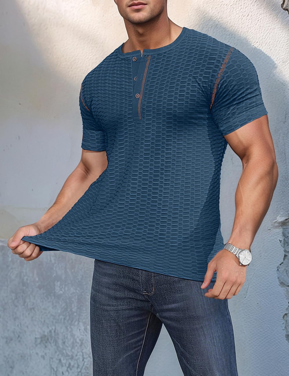 Mens Muscle Slim T Shirt Gym Workout Athletic Tee Shirts V Neck Short Sleeve Shirts - Image 4