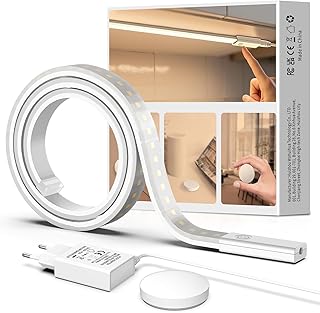 Réglette LED de 1 m, à intensité variable, autocollante, en silicone flexible, avec bloc d