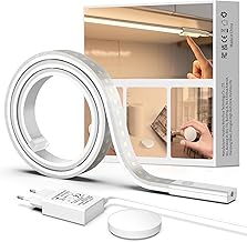 SIBI LIGHTING LED Under-Unit Light, 1 m, Dimmable LED Light Strip, Kitchen, Self-Adhesive, Flexible Silicone LED Strip with 24 V Power Supply and Remote Control for Kitchen, Office, Bedroom, Living