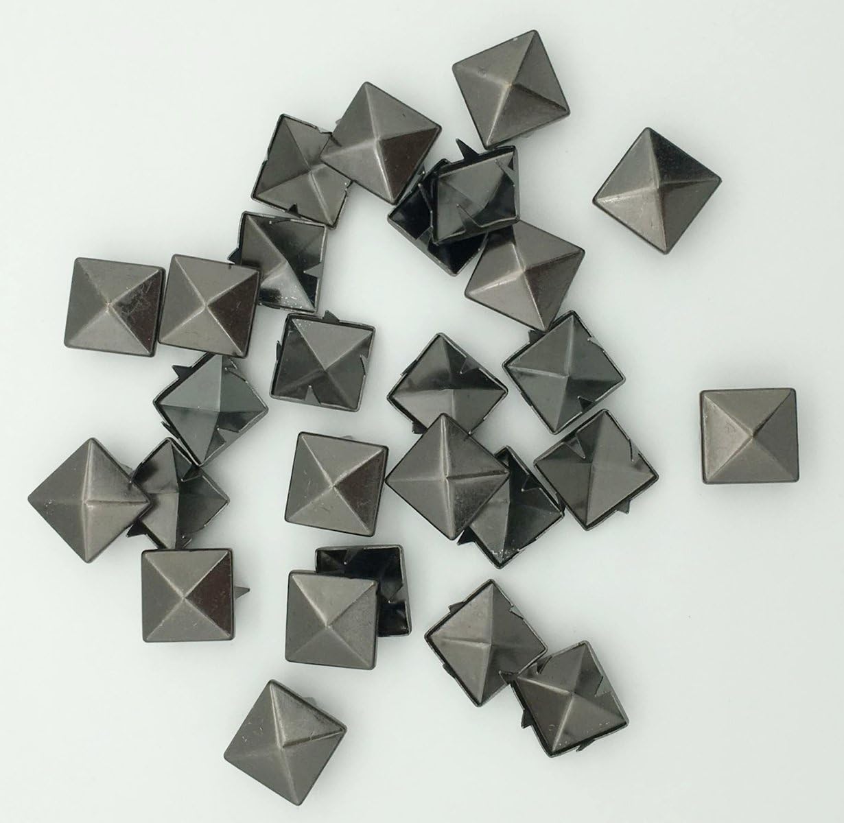 Newless 10mm Square Pyramid Studs Metal Rivets for Clothing Leather Black