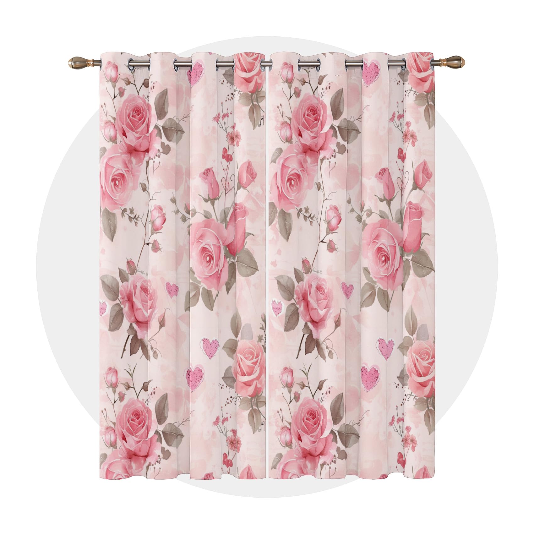 Romantyczne różowe różowe kwiatowe zasłony botaniczne zasłony zaciemniające 229 x 250 cm, 2 panele do sypialni, stylowe dekoracje ogrodowe