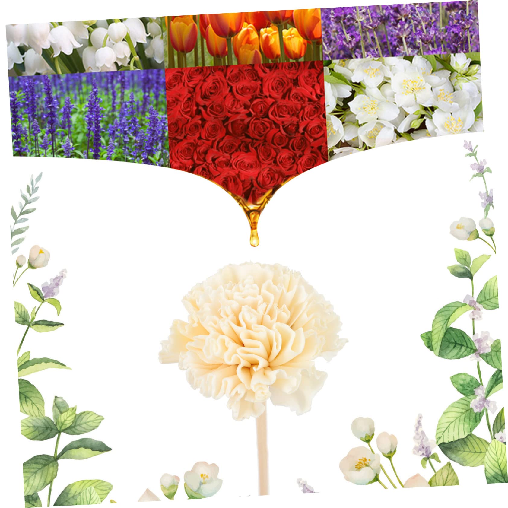 5 Series Difusor De Aromas con Flores Y Varillas Aromáticas para Decoración 5 Piezas X 5