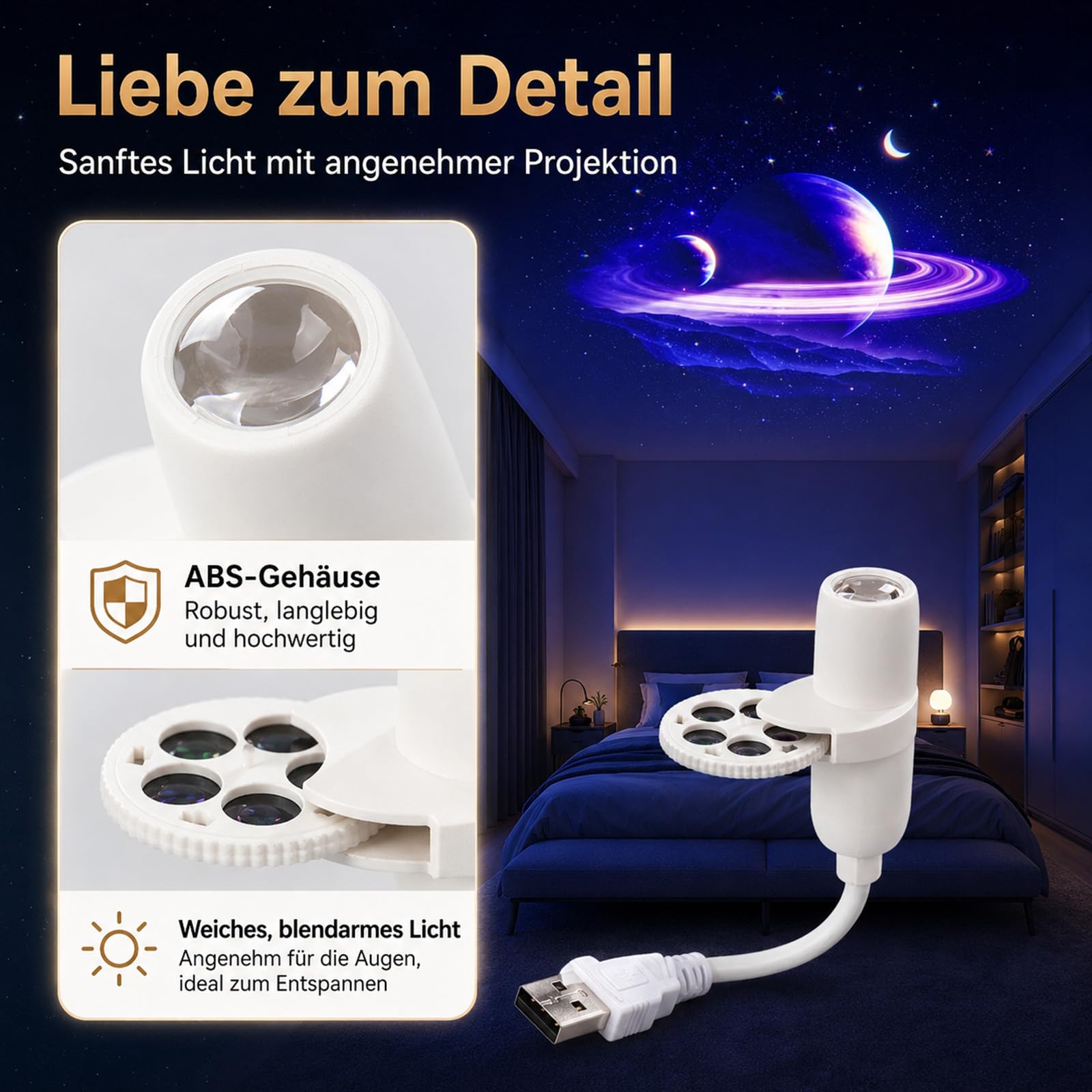 Dream Projector – Beruhigendes Sternenlicht für Kinder, Nachtlicht | Sanftes Licht für entspanntes Einschlafen, kinderfreundliches Design, ideal für das Kinderzimmer.
