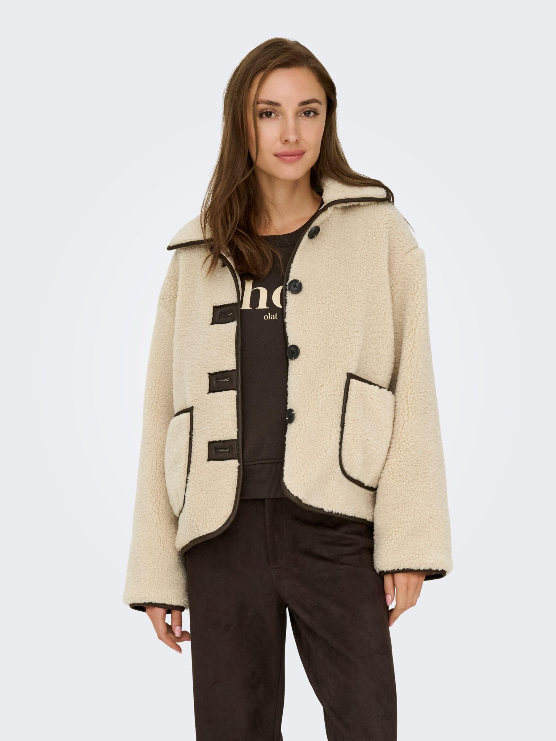 JdY Damska kurtka Jdynoella Life Teddy Jacket OTW Noos, Cement, x_s, Cement, S