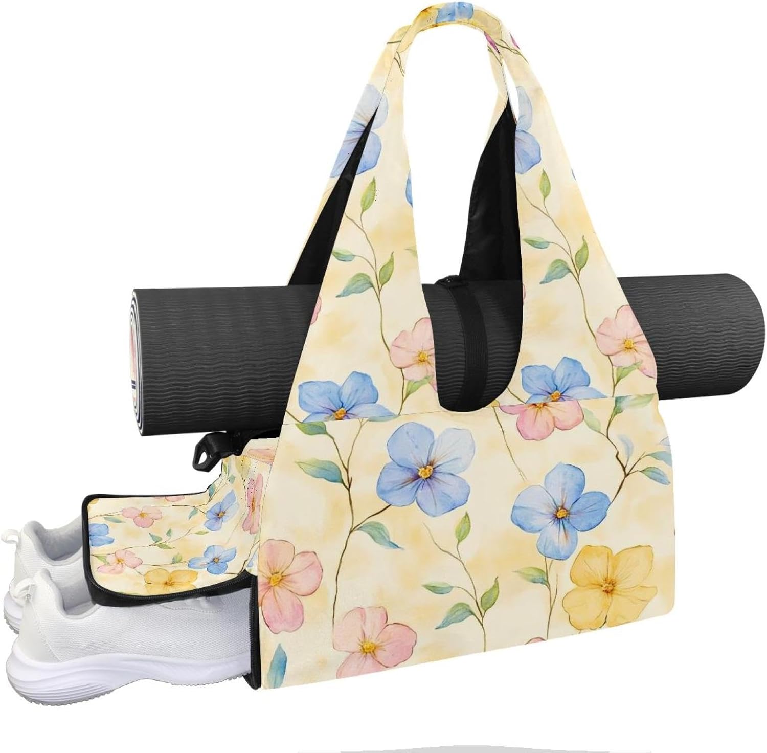 Yoga Mat Bag, Gym Workout Bag with Shoe Compartment, Coffee Pilates Bag for Women, Quick Access Storage Yoga Tote Bag for Sports Travel Office