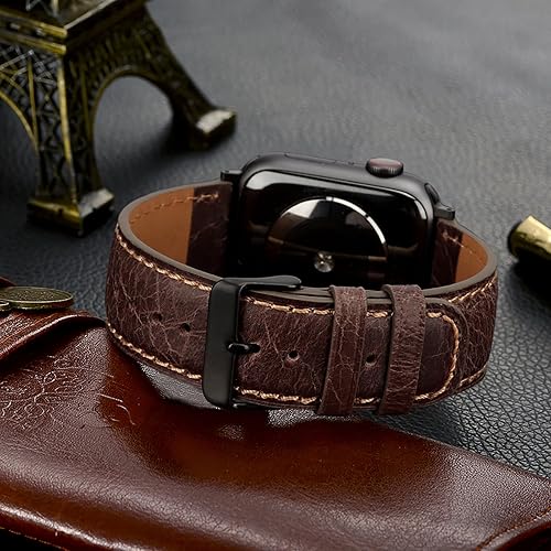 Miniatura 6 de Tasikar Correas compatibles con Apple Watch Band de 1.929 in, 1.811 in, 1.772 in, 1.732 in, 1.654 in, correas de repuesto de cuero genuino