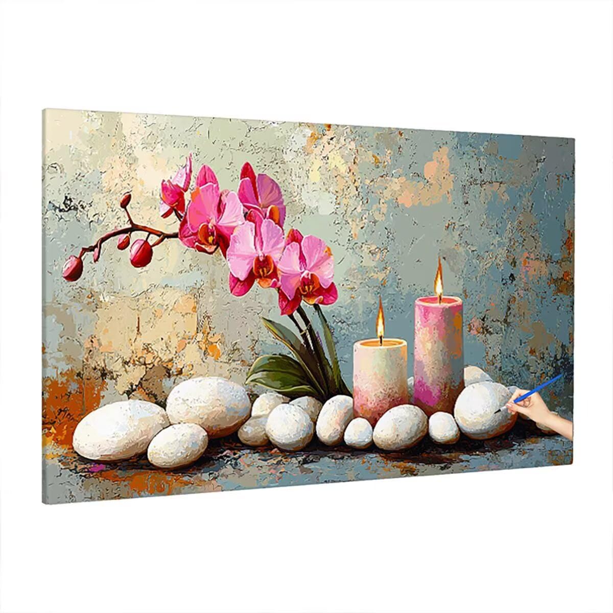 Dipingere con i Numeri Adulti Zen, Kit di Paint by Numbers Fiori Quadri da Dipingere Numerati, Kit di Pittura Acrilica Fai Da Te per Principianti, Hobby Creativi Adulti, Decorazioni Casa 140x60cm R-76