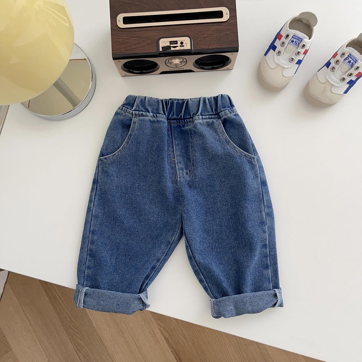 Blau Jeans Baby Mädchen Jungen Jeanshose Gr. 68/74/80/86/92/98/104/110, Kleines Kind beige Jeanshose Denim Pants Mädchen Gerade geschnittene Jeans 6 Monate-5 Jahre