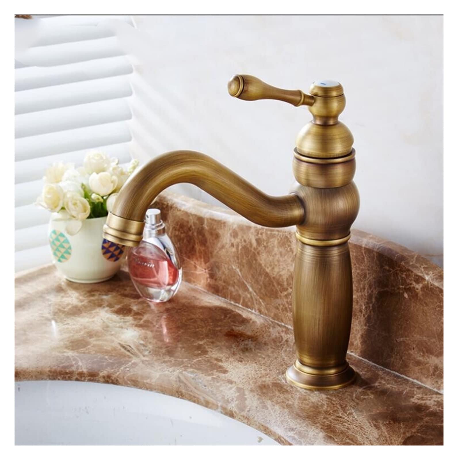 Mitigeur de lavabo en laiton massif bronze avec cartouche céramique pour WC et salle de bain