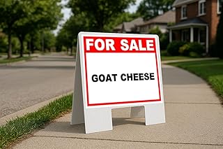 Goat Cheese For Sale Whte Red Black Folding Coroplast A-Frame Double-Sided 23in x23in
