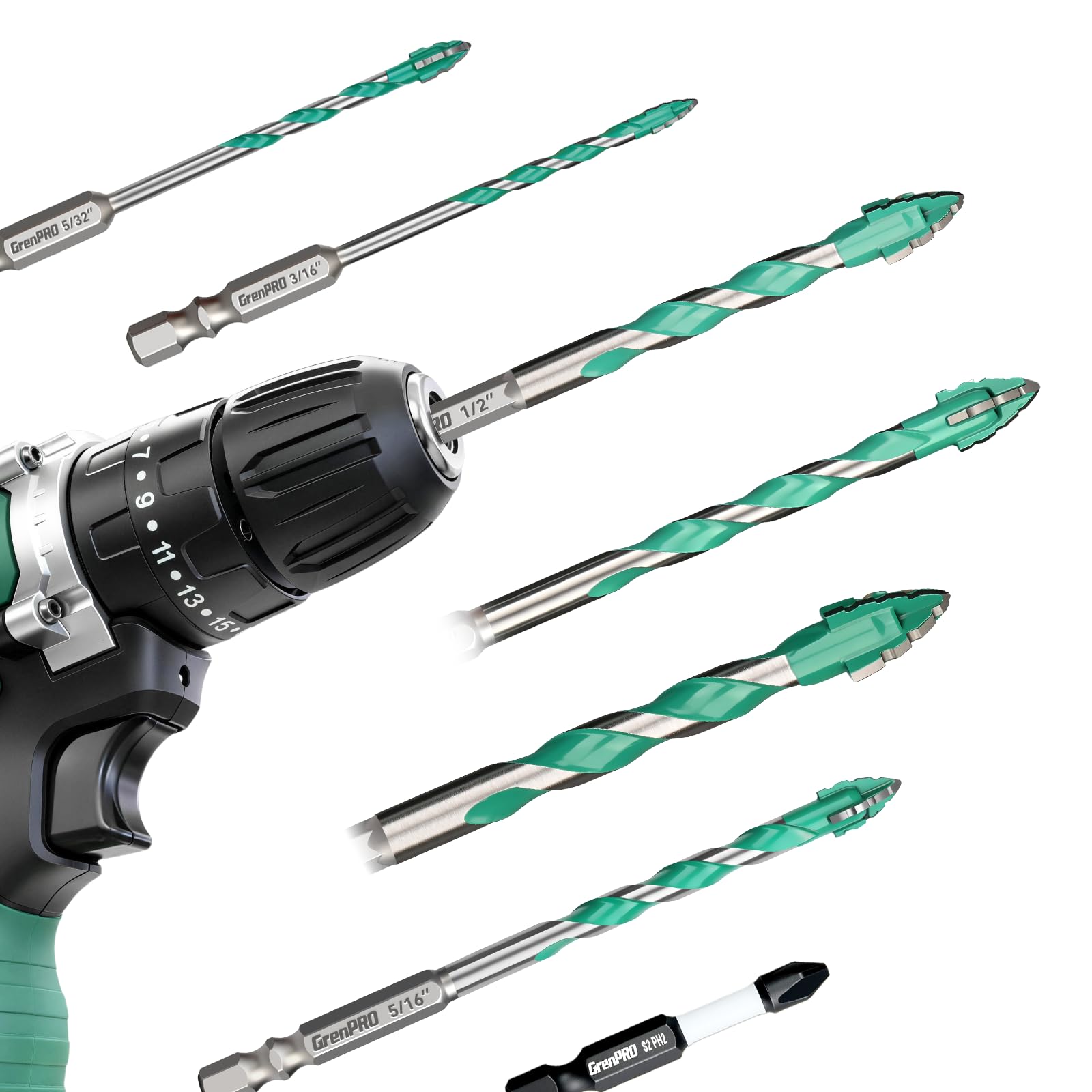 GRENPRO Masonry Drill Bit Set - 8 Pcs -3 GRENPRO Masonry Drill Bit Set - 8 Pcs -3